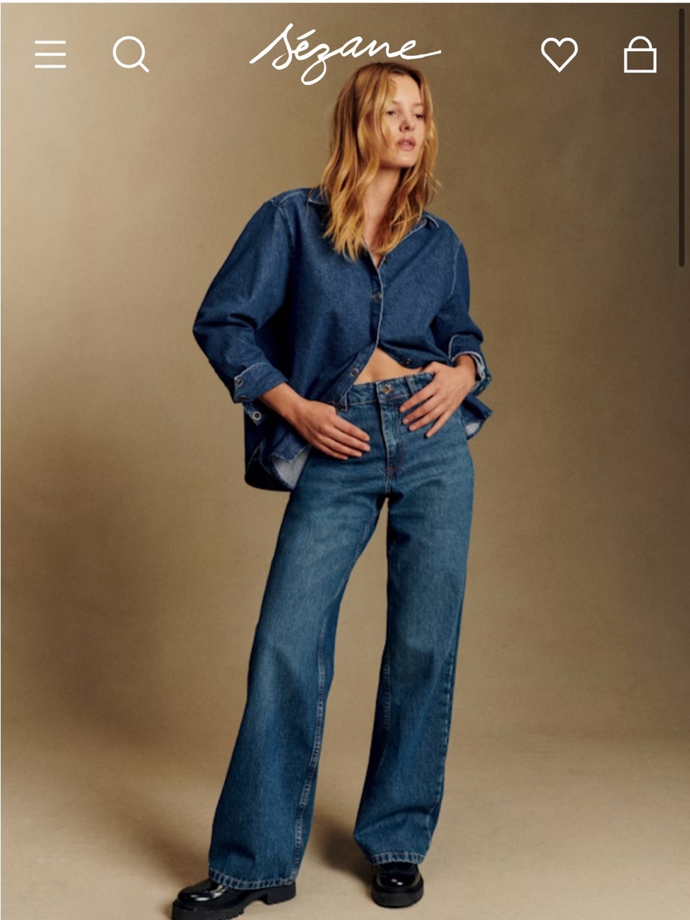 Sezane The Wide Leg Trousers Deep Blue - Size 6